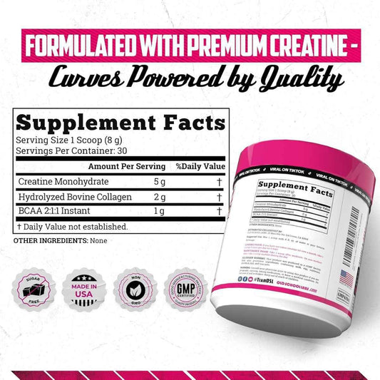 Tabla nutricional del suplemento Old School Labs Creatina con Colágeno y BCAA 243.1 g