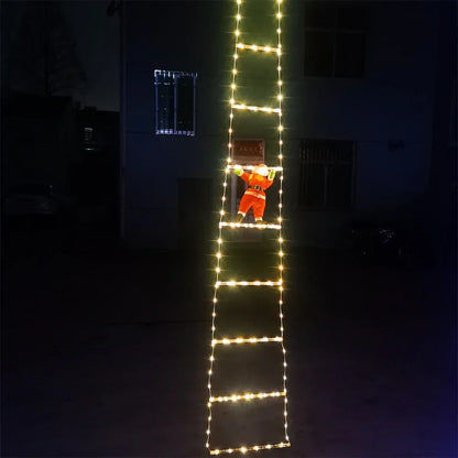 Close-up of 3 meter Santa ladder lights on Christmas tree.